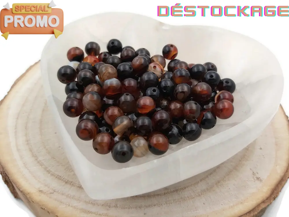 Agate rayée marron - 8 mm - 20/40 Perles Les Précieuses Perles