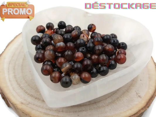 Agate rayée marron - 8 mm - 20/40 Perles Les Précieuses Perles