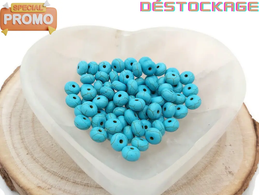 Turquoise synthétique - Rondelles de 8 x 5 mm - 80 Perles Les Précieuses Perles