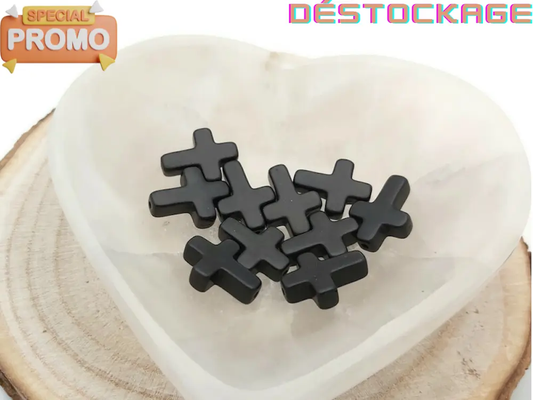 Turquoise synthétique - Croix noires - Lot de 5/10 Les Précieuses Perles