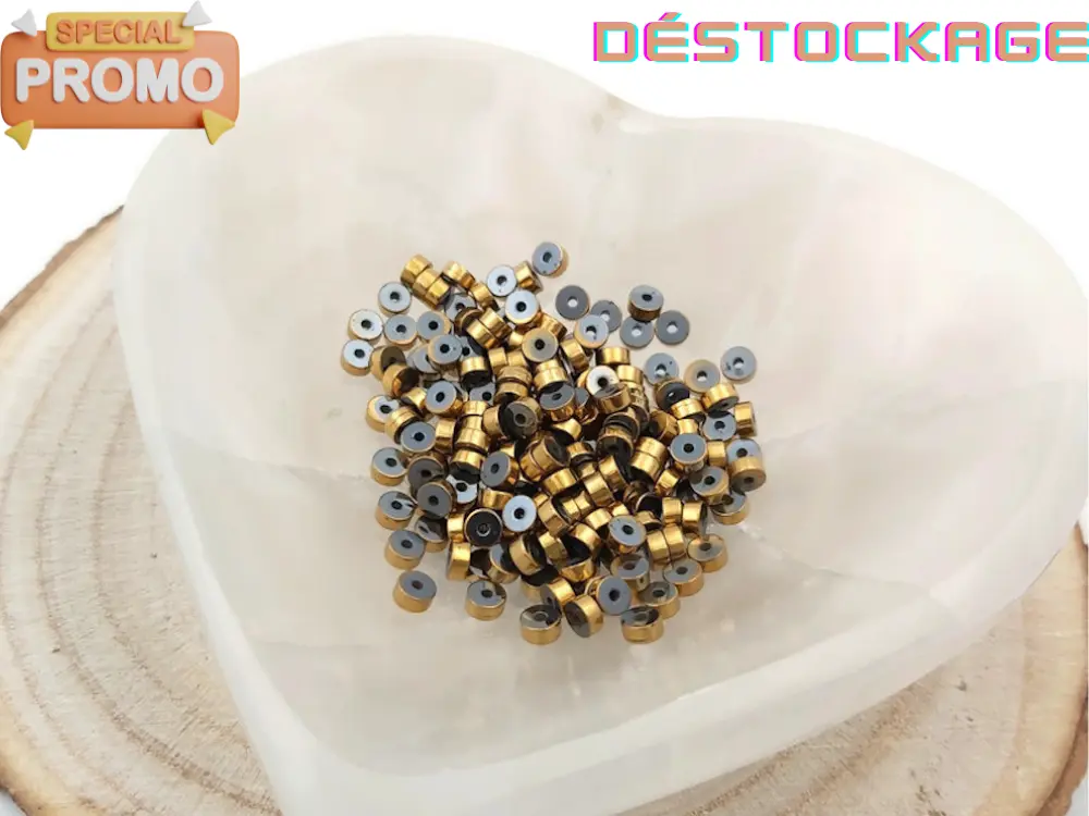 Hématite or synthétique - Rondelles Heishi de 4 x 2 mm - 50/100 Perles Les Précieuses Perles