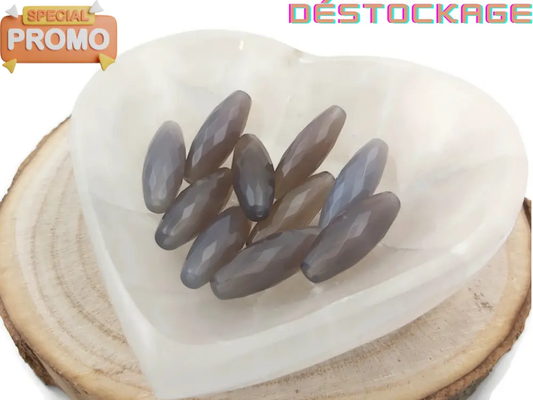 Agate grise - Grains de riz à facettes Les Précieuses Perles