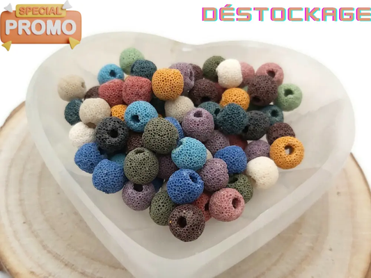Pierre de Lave multicolore - 10 mm - 40 Perles Les Précieuses Perles