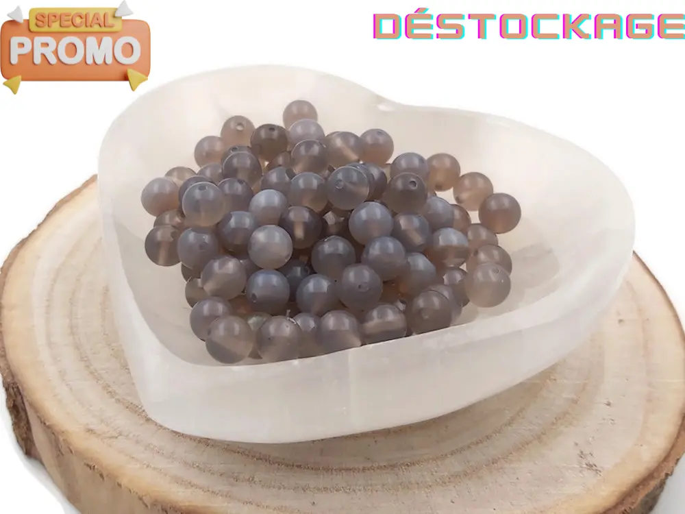 Agate grise Grade A - 8 mm irrégulier - 20/40 Perles Les Précieuses Perles