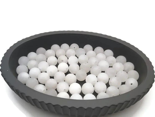 Jade blanc mat - 10 mm - 20 Perles Les Précieuses Perles