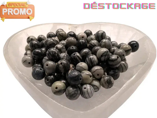 Jaspe gris - 8 mm - 40 Perles Les Précieuses Perles
