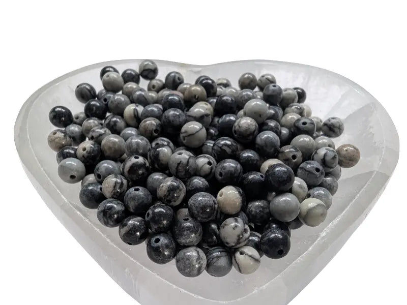 Jaspe noir et gris - 6 mm - 60 Perles Les Précieuses Perles