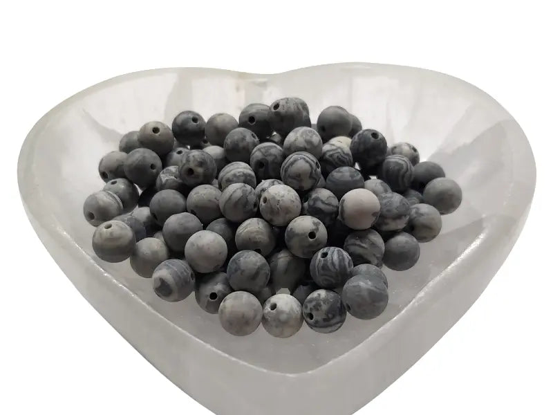 Jaspe Picasso gris - 8 mm - 40 Perles Les Précieuses Perles