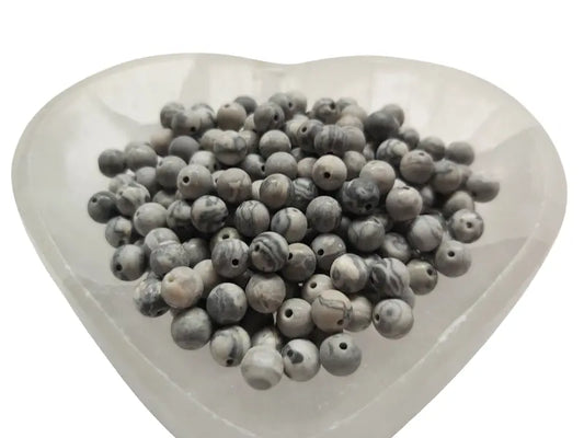 Jaspe Picasso gris - 6 mm - 60 Perles Les Précieuses Perles