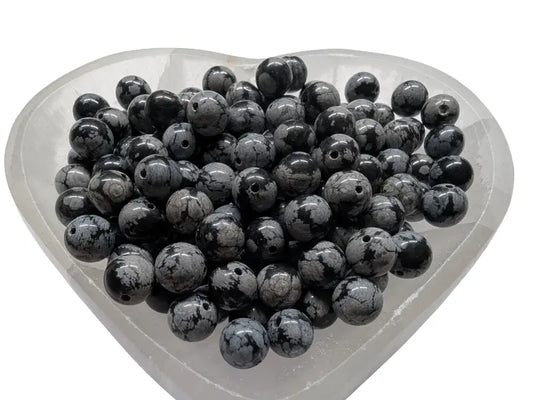 Obsidienne neige  - 8 mm - 20/40 Perles Les Précieuses Perles