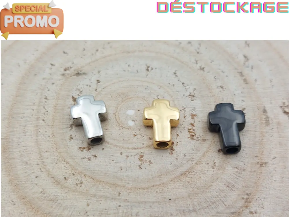 Perle décorative croix inox Les Précieuses Perles