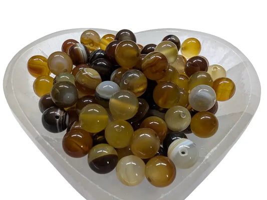 Agate rayée Grade A marron - 10 mm - 20 Perles Les Précieuses Perles