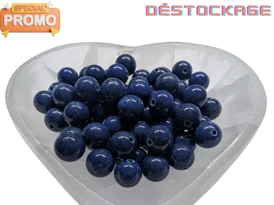 Jade Mashan bleu nuit - 10 mm - 20 Perles Les Précieuses Perles