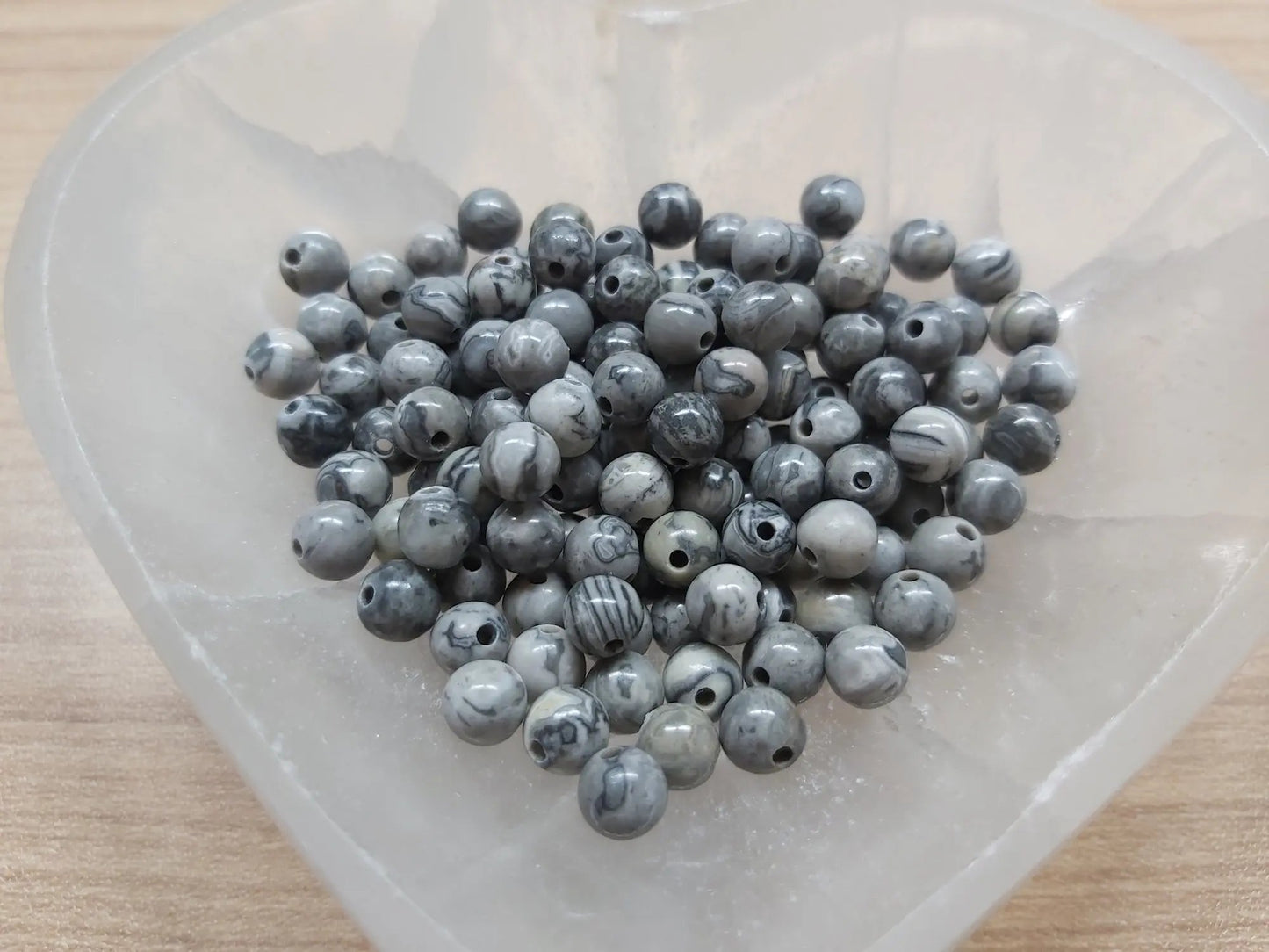 Jaspe Picasso gris - 6 mm - 60 Perles Les Précieuses Perles