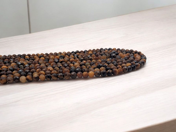 Œil de tigre - 3 mm - Perles à facettes - Fil de 39 cm