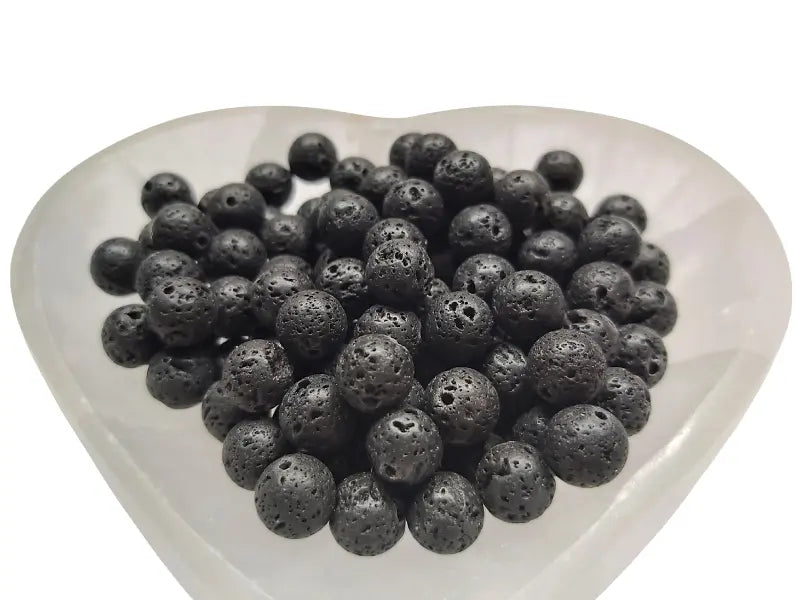 Pierre de lave noire - 8 mm - 40 Perles Les Précieuses Perles