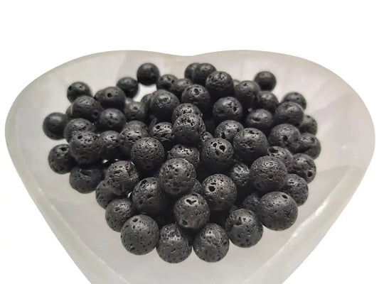 Pierre de lave noire - 8 mm - 40 Perles Les Précieuses Perles