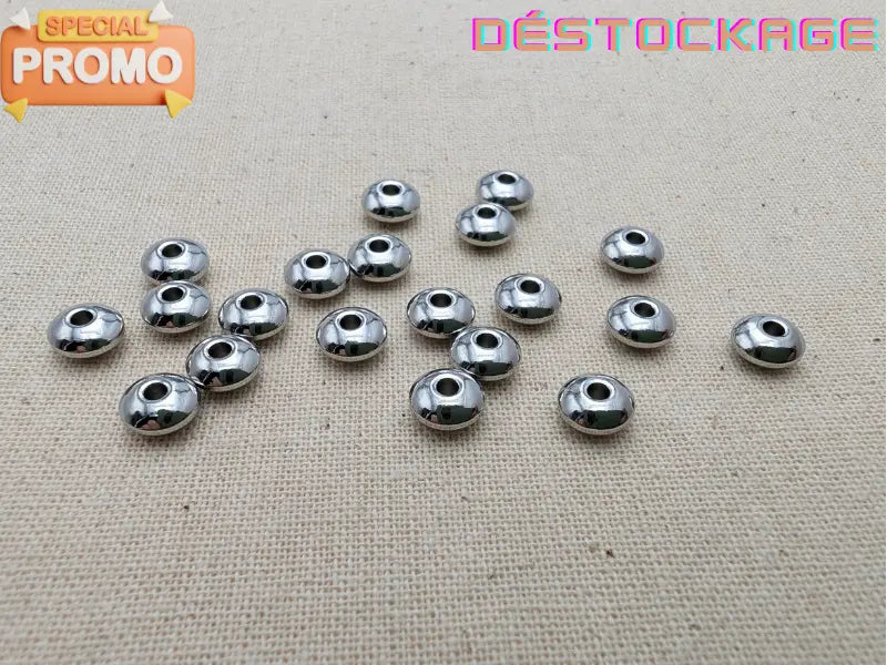 Perles rondelles 6 x 3 mm en acier inoxydable 304 – Lot de 20 Les Précieuses Perles