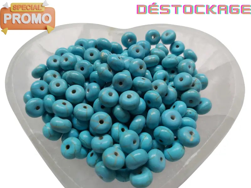 Turquoise synthétique - Rondelles de 8 x 5 mm - 80 Perles Les Précieuses Perles