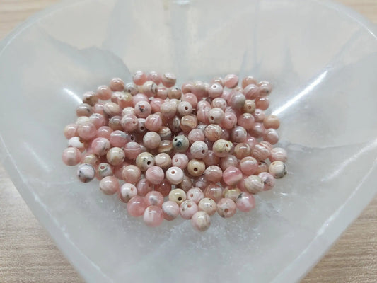Rhodochrosite - 4 mm -40 Perles Les Précieuses Perles