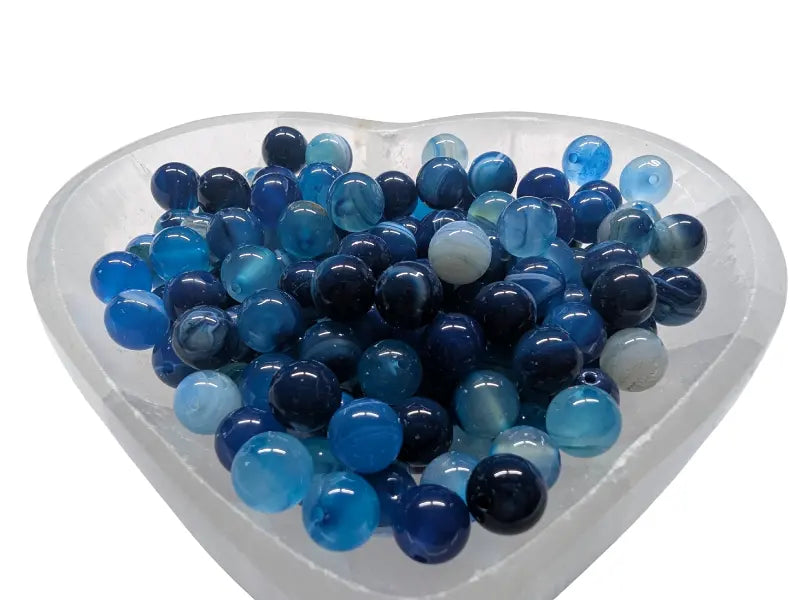 Agate rayée bleue  - 8 mm - 20/40 Perles Les Précieuses Perles