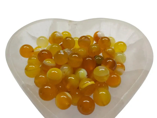Agate rayée Grade A orange - 10 mm - 20 Perles Les Précieuses Perles