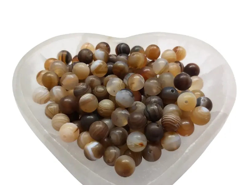 Agate rayée marron Grade A - 8 mm - 20/40 Perles Les Précieuses Perles