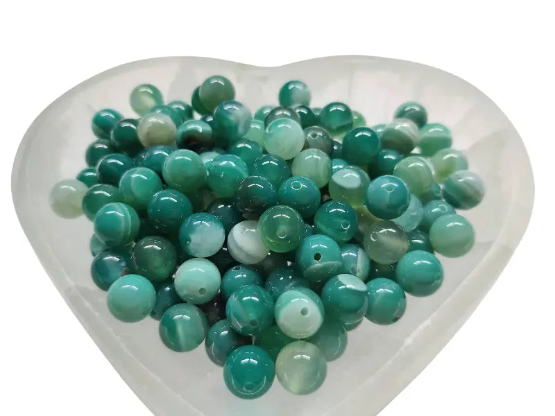 Agate rayée verte Grade A - 8 mm - 20/40 Perles Les Précieuses Perles
