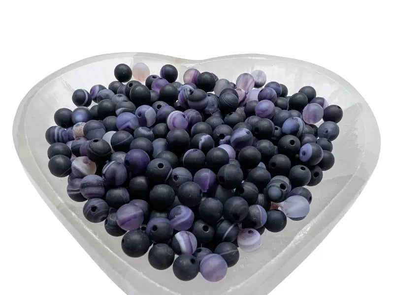 Agate rayée Grade A violette - 6 mm - 30/60 Perles Les Précieuses Perles