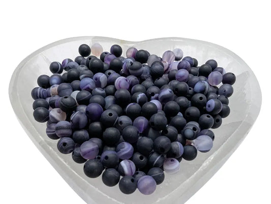 Agate rayée Grade A violette - 6 mm - 30/60 Perles Les Précieuses Perles