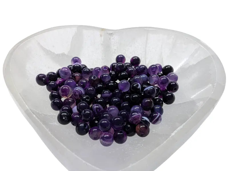 Agate rayée violette - 6 mm - 60 Perles Les Précieuses Perles