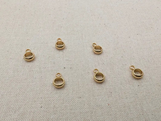 Bélière anneau 6 mm inox plaqué or 24K- Lot de 10/20 Les Précieuses Perles