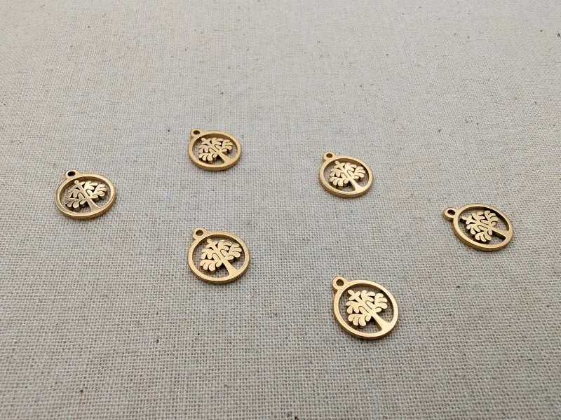 Breloque arbre de vie  10 mm dorée en acier inoxydable 201 - Lot de 10 Les Précieuses Perles