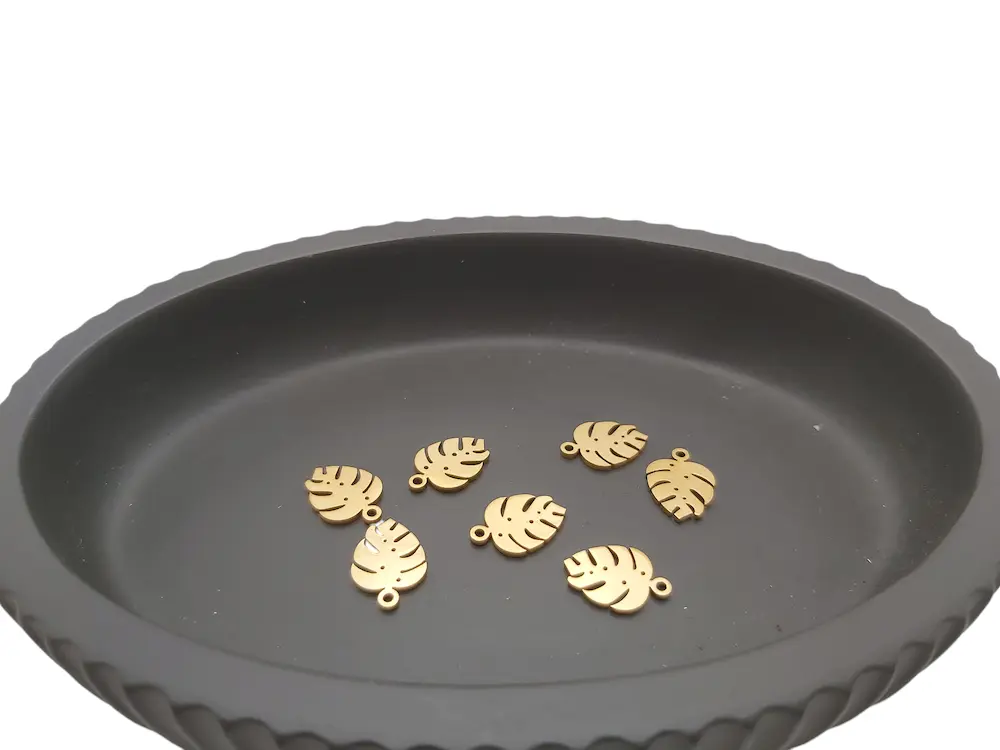 Breloque feuille de monstera inox doré - Lot de 10 Les Précieuses Perles