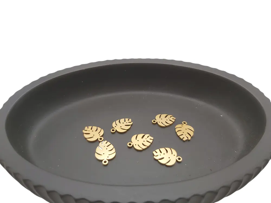 Breloque feuille de monstera inox doré - Lot de 10 Les Précieuses Perles