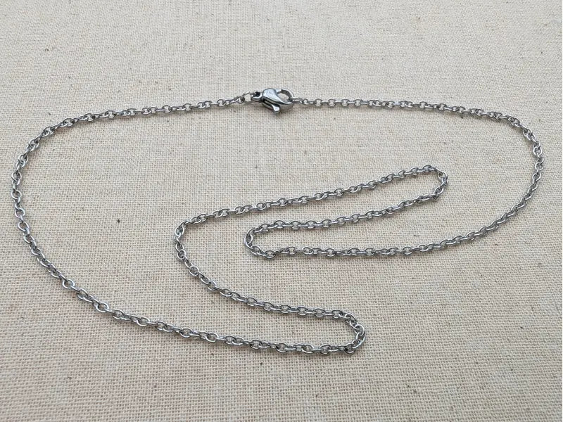 Chaîne acier inoxydable 304 – 45 cm – Maille 2,5 mm + 2 x 0,4 mm – Lot de 10 Les Précieuses Perles