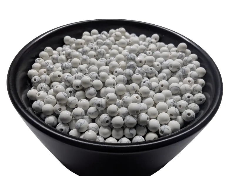 Howlite blanche synthétique - 4 mm - 80 Perles Les Précieuses Perles