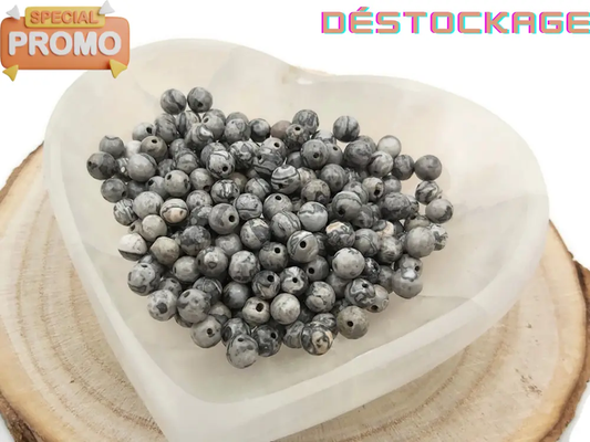 Jaspe Picasso gris - 6 mm - 30/60 Perles Les Précieuses Perles