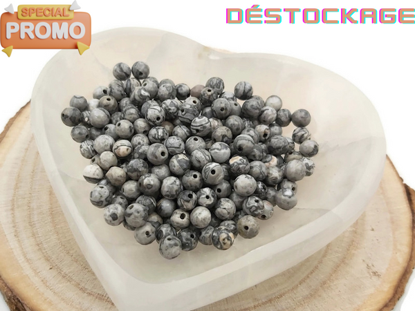 Jaspe Picasso gris - 6 mm - 30/60 Perles