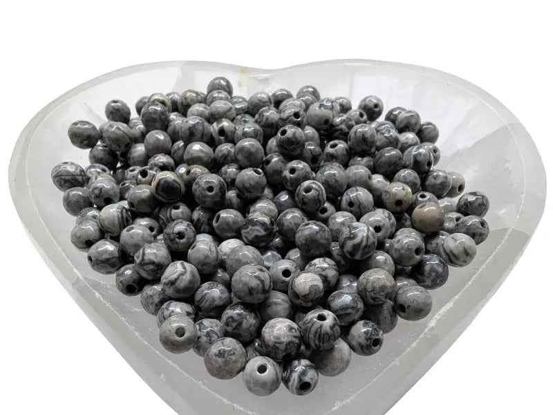 Jaspe Picasso gris - 6 mm - 30/60 Perles Les Précieuses Perles