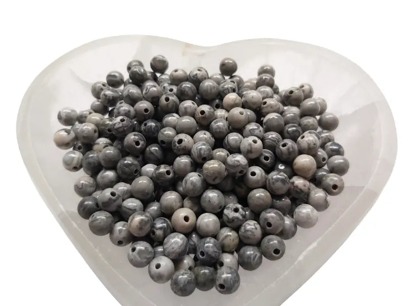 Jaspe Picasso gris - 6 mm - 60 Perles Les Précieuses Perles