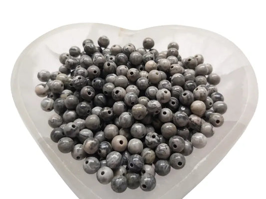 Jaspe Picasso gris - 6 mm - 60 Perles Les Précieuses Perles