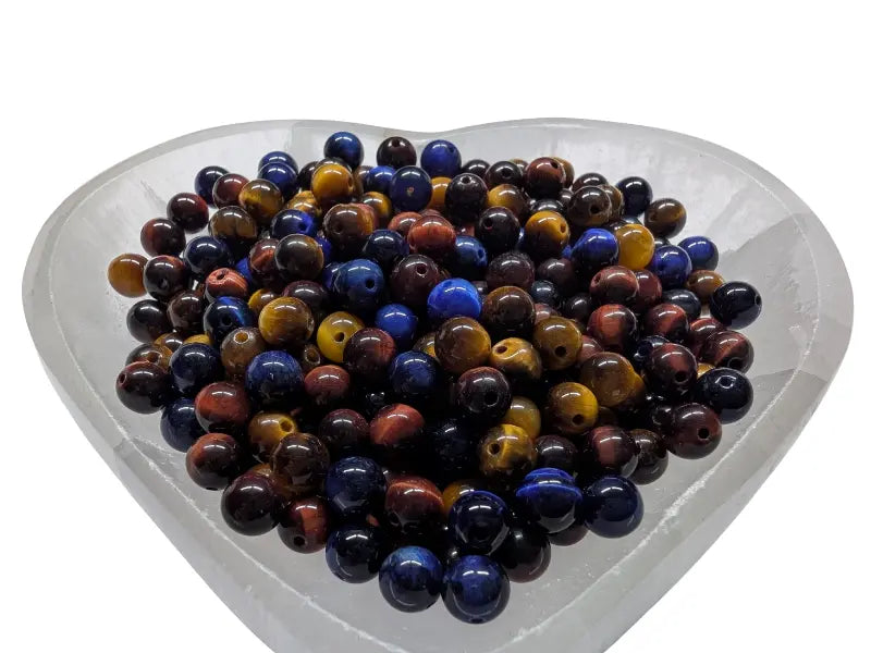 Œil de tigre Rouge et Bleu  - 6 mm - 30/60 Perles Les Précieuses Perles