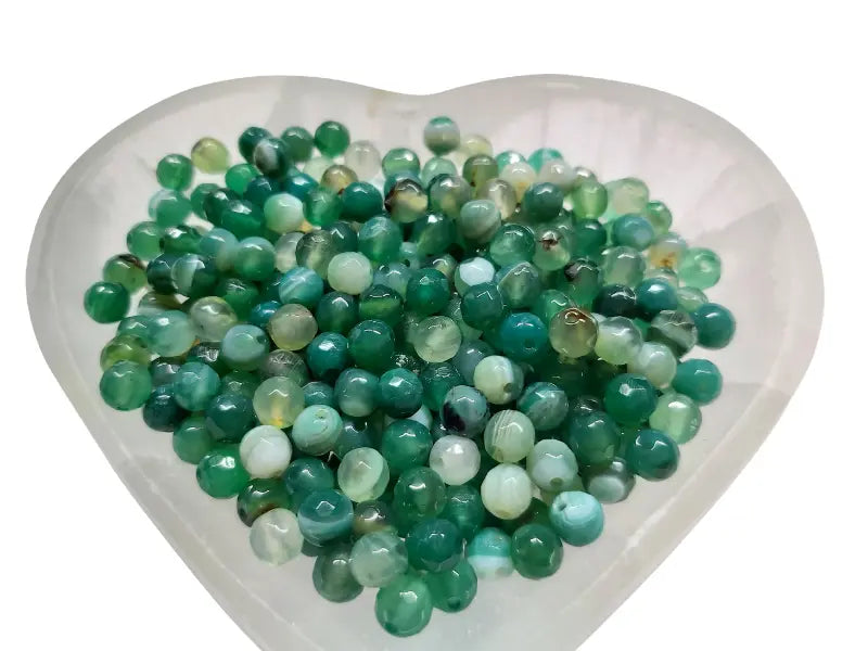 Agate rayée verte à facettes - 6 mm - 60 Perles Les Précieuses Perles