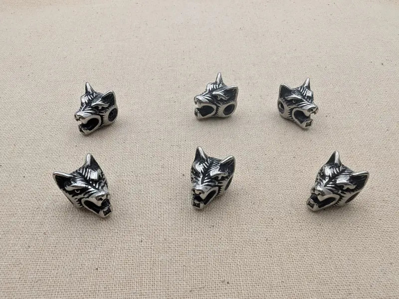 Perle décorative Tête de Loup en acier inoxydable 316L Les Précieuses Perles