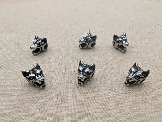 Perle décorative Tête de Loup en acier inoxydable 316L Les Précieuses Perles