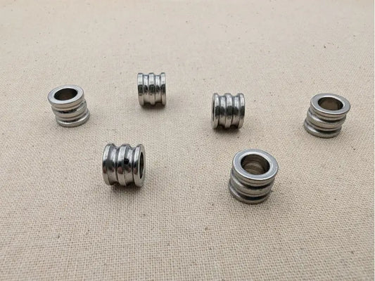 Perle large rainurée 10 mm – Acier inoxydable 304 – Trou 6 mm – Lot de 4 Les Précieuses Perles