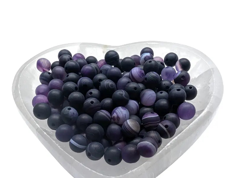 Agate rayée Indigo Grade A - 8 mm - 20/40 perles Les Précieuses Perles