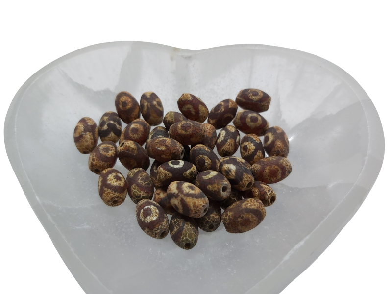 Perle DZI Tibétaine 3 yeux - 10 Perles Les Précieuses Perles