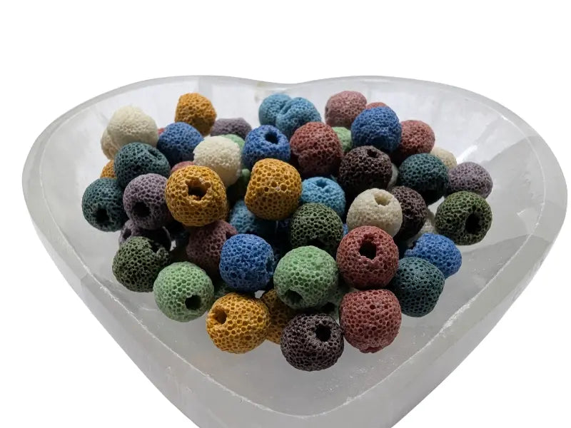 Pierre de Lave multicolore - 10 mm - 40 Perles Les Précieuses Perles